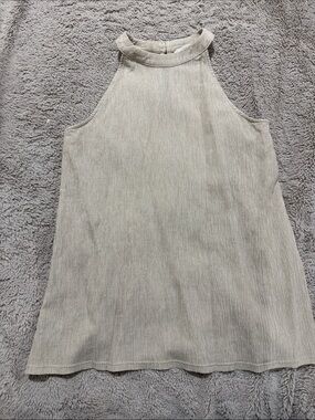 LOFT Cream High-Neck Sleeveless Ribbed Tank